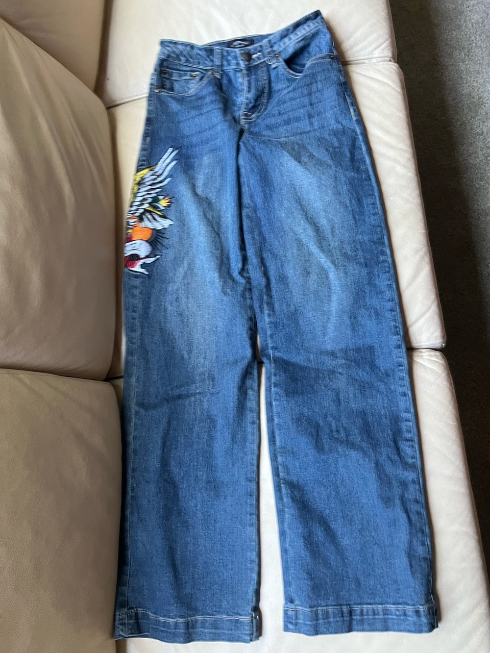Ed Hardy Blue Denim Jeans with Logo Waist Label